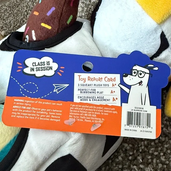 NEW. Joyhound Classroom Hide ‘N Peak Burrow Dog toy Cow plush Squeaker. - Picture 9 of 11